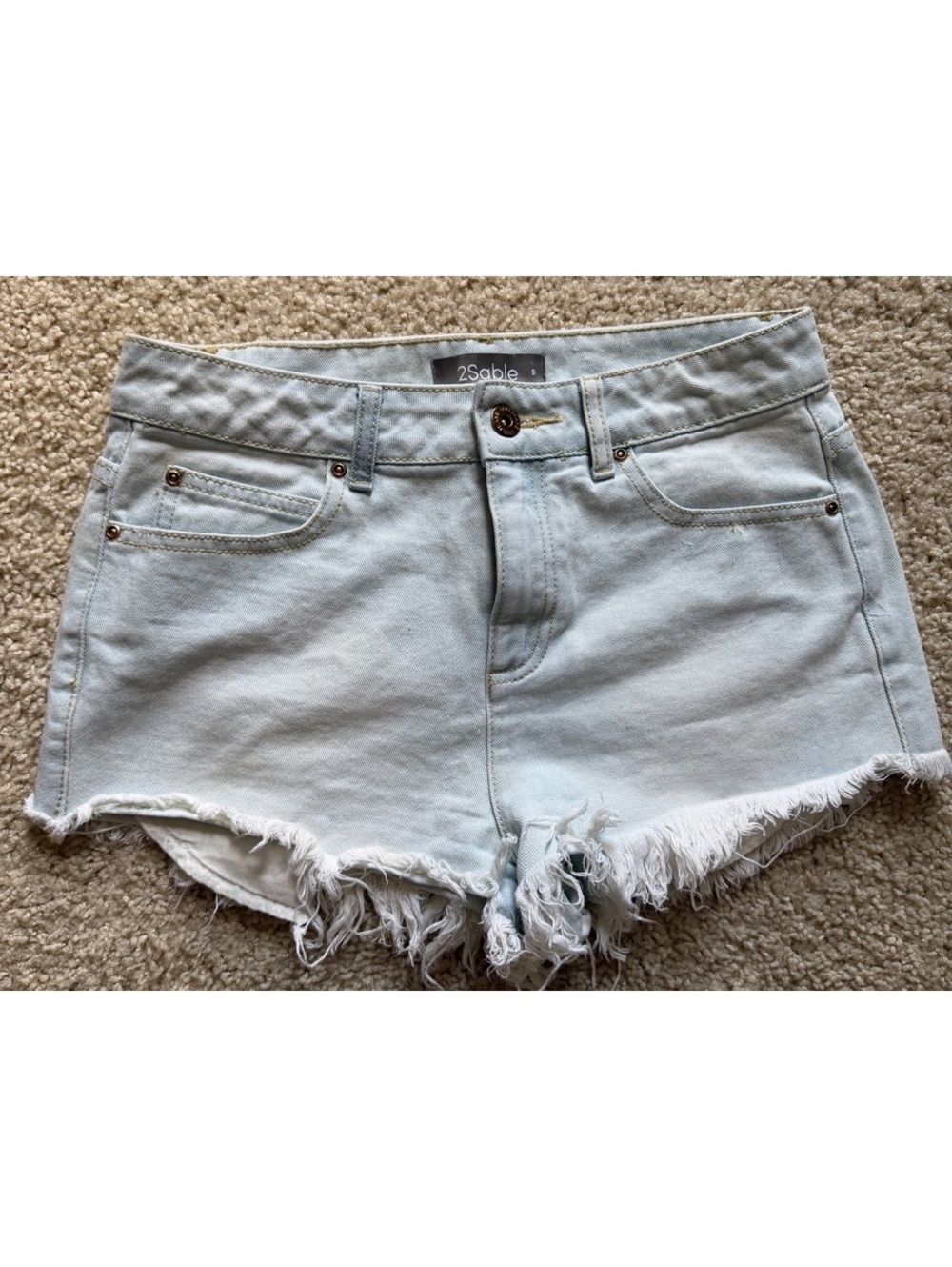 100% cotton S 2Sable denim shorts, light wash, raw hem